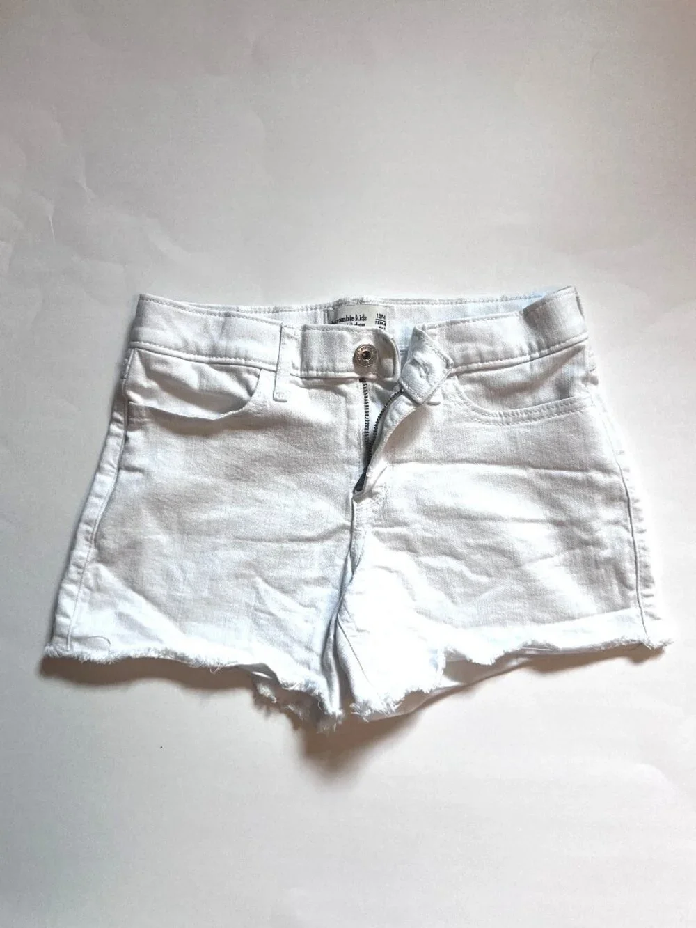 Abercrombie & Fitch Kids Mid Rise Midi White Cutoff Denim Shorts- Size 13-14R